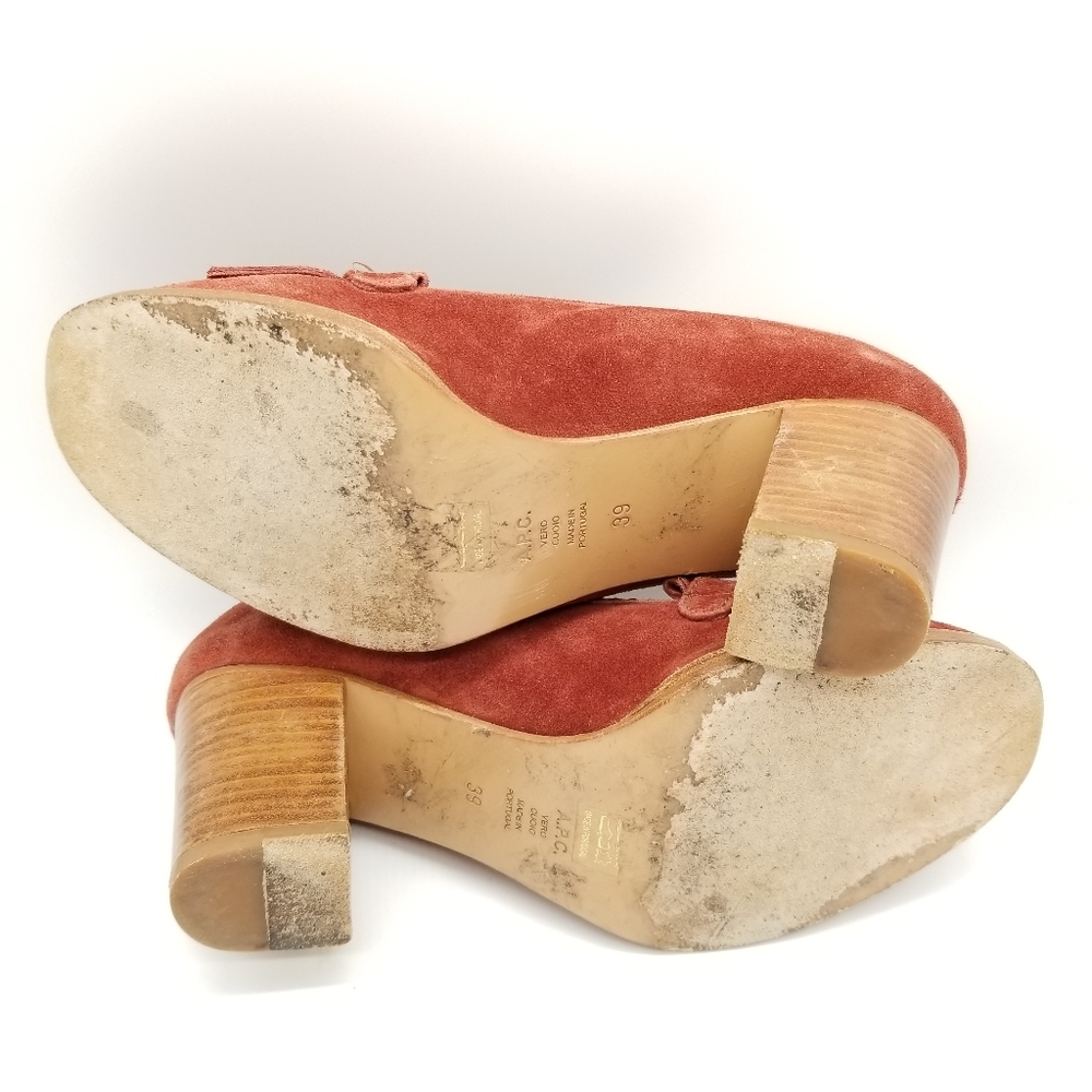 A.P.C. Suede Block Heels Platform Shoes Fringe - image 5